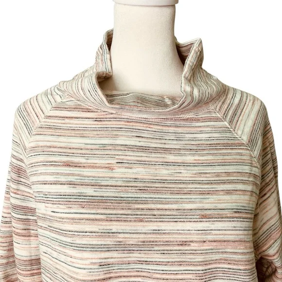 Talbots Featherweight Fleece Zip Hem‎ Pullover Space Dye Stripe Petite (Size L) - Picture 6 of 14
